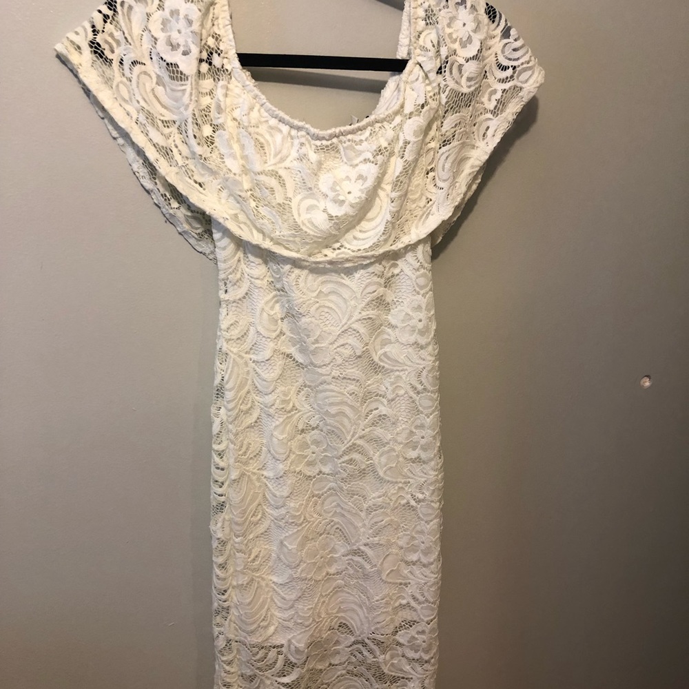Flower white lace dress
